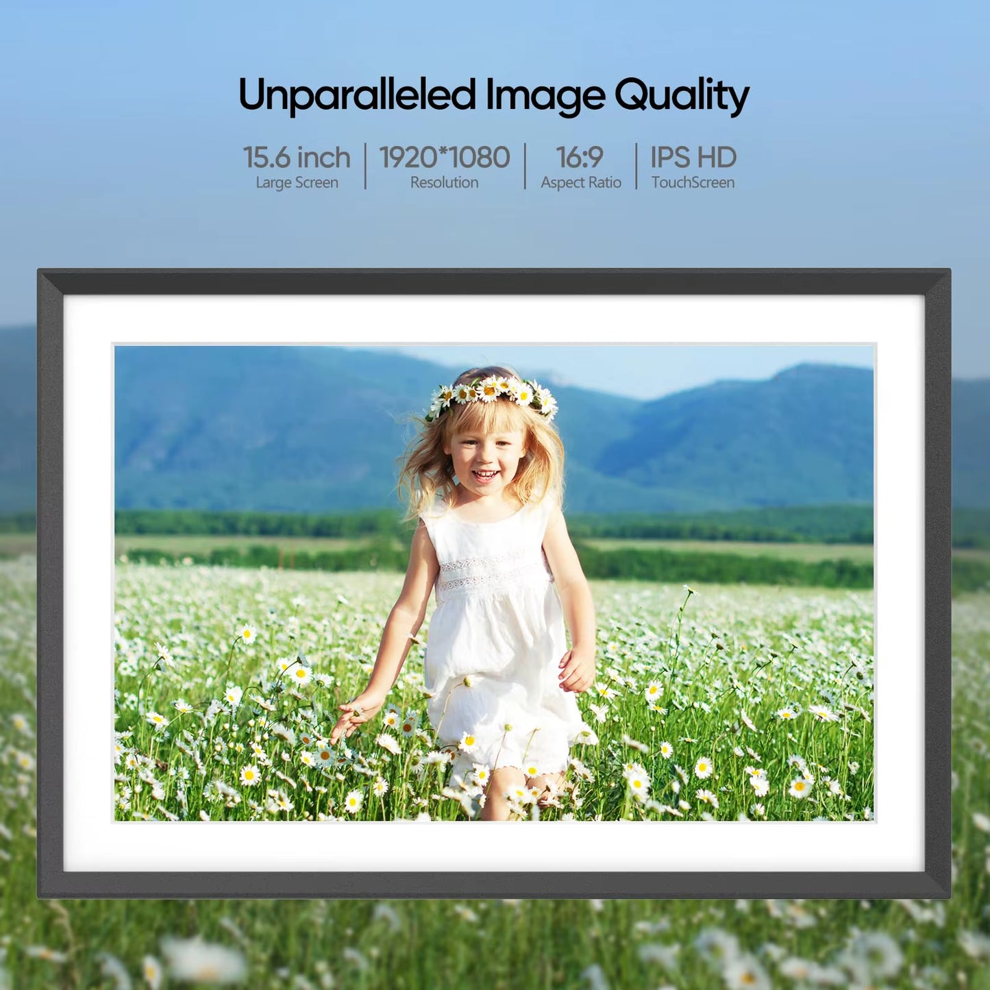 Digital Picture Frame 15.6" Large Wifi Digital Electronic Photo Frame with 32GB Storage, 1920X1080 FHD Touch Screen