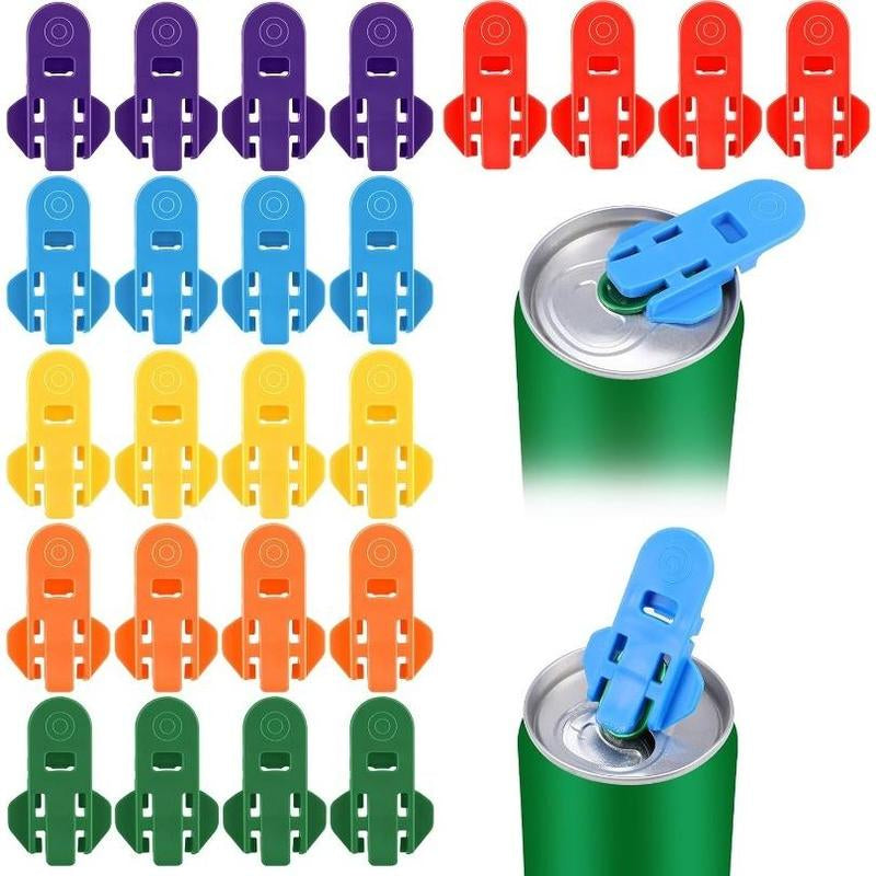 24 Pcs Manual Easy Can Opener Colorful Drink Can Protector Cap Leakproof Soda Top Ring Opener Tool Premium Plastic Shields Prevent Dust Can Openers for Pop Coke Beer Soda Drink Aluminum Beverage