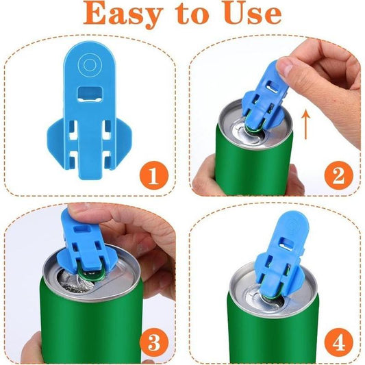24 Pcs Manual Easy Can Opener Colorful Drink Can Protector Cap Leakproof Soda Top Ring Opener Tool Premium Plastic Shields Prevent Dust Can Openers for Pop Coke Beer Soda Drink Aluminum Beverage