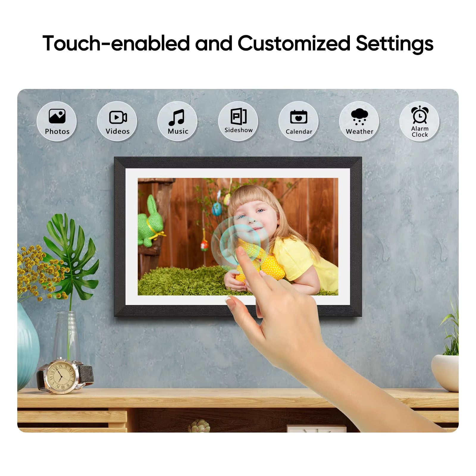 Digital Picture Frame 15.6" Large Wifi Digital Electronic Photo Frame with 32GB Storage, 1920X1080 FHD Touch Screen