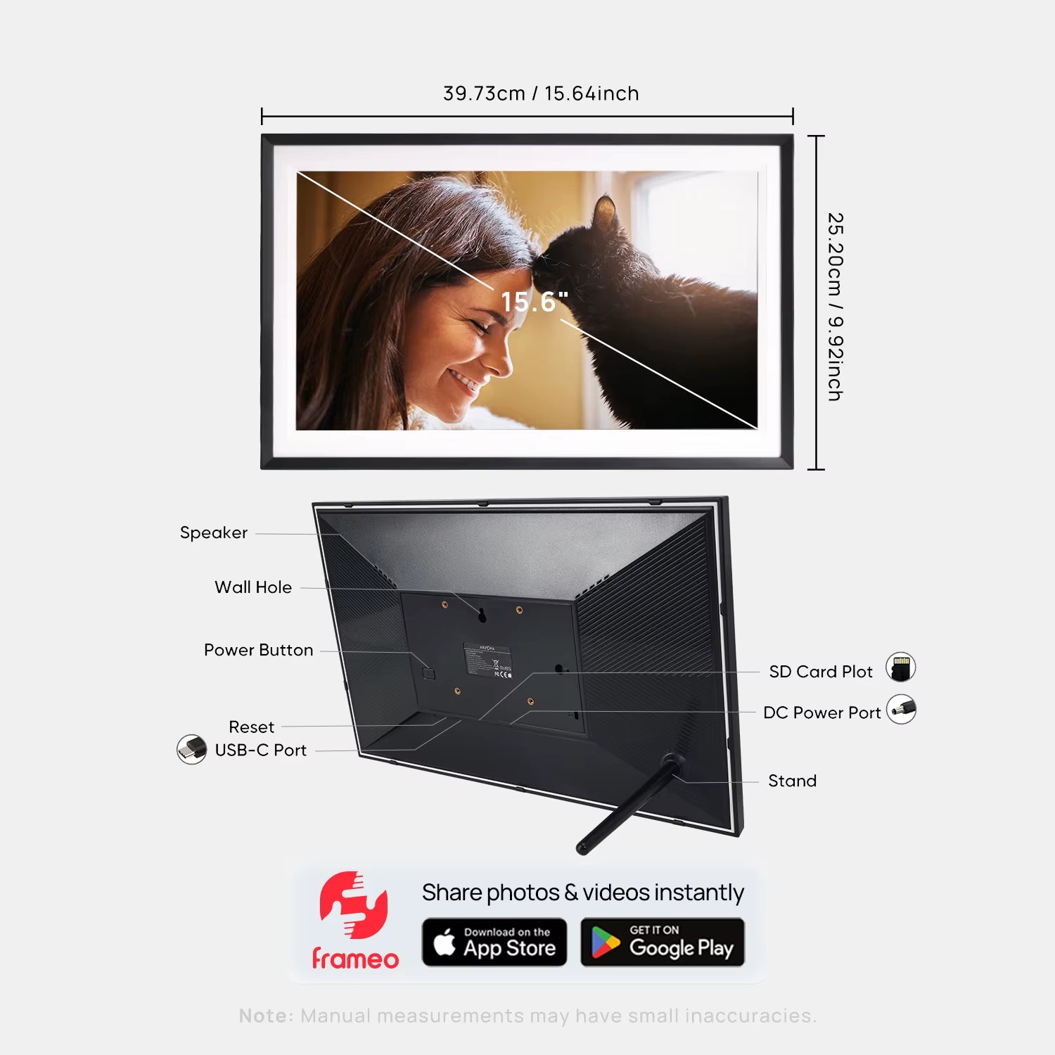 Digital Picture Frame 15.6" Large Wifi Digital Electronic Photo Frame with 32GB Storage, 1920X1080 FHD Touch Screen