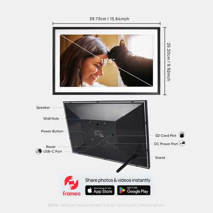 Digital Picture Frame 15.6" Large Wifi Digital Electronic Photo Frame with 32GB Storage, 1920X1080 FHD Touch Screen