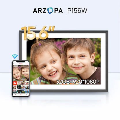 Digital Picture Frame 15.6" Large Wifi Digital Electronic Photo Frame with 32GB Storage, 1920X1080 FHD Touch Screen