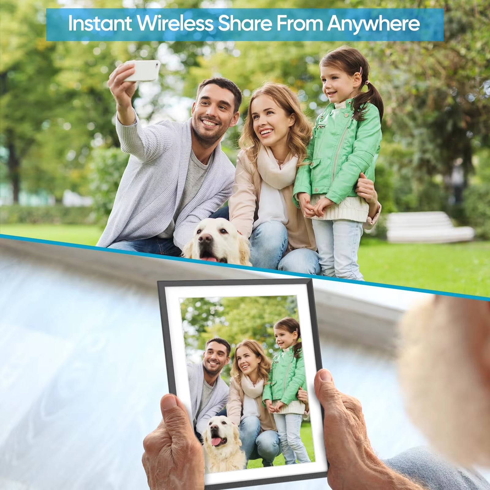 Digital Picture Frame 15.6" Large Wifi Digital Electronic Photo Frame with 32GB Storage, 1920X1080 FHD Touch Screen