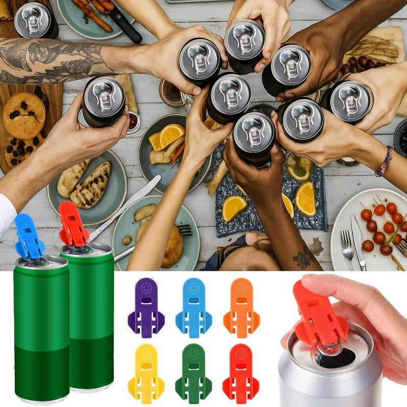 24 Pcs Manual Easy Can Opener Colorful Drink Can Protector Cap Leakproof Soda Top Ring Opener Tool Premium Plastic Shields Prevent Dust Can Openers for Pop Coke Beer Soda Drink Aluminum Beverage