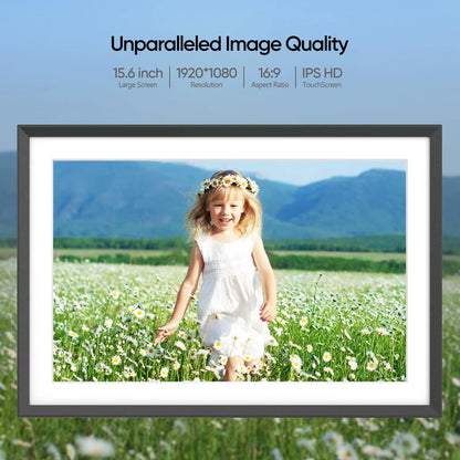Digital Picture Frame 15.6" Large Wifi Digital Electronic Photo Frame with 32GB Storage, 1920X1080 FHD Touch Screen